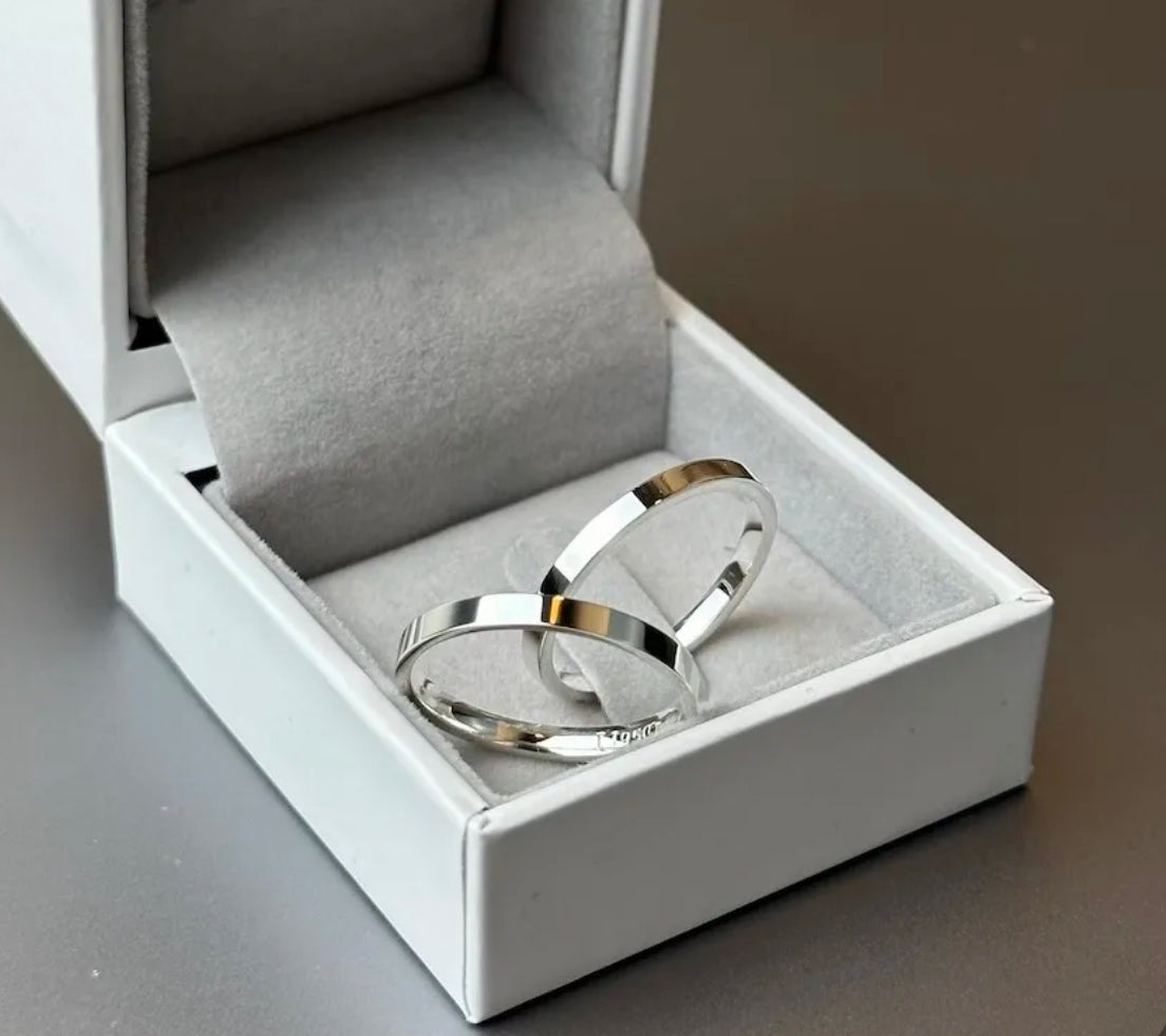 Alianças De Namoro Fina Reta 2 MM Prata 925