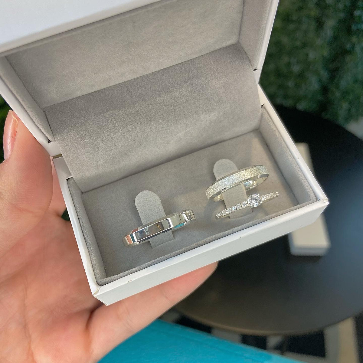 Alianças De Namoro Roma Chanfrada 3 MM + Anel Solitário Prata 925