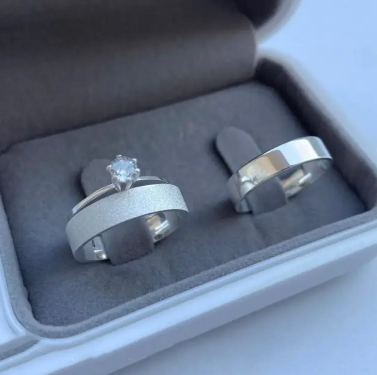 Alianças De Namoro Áustria 6 MM + Anel Solitário Prata 925