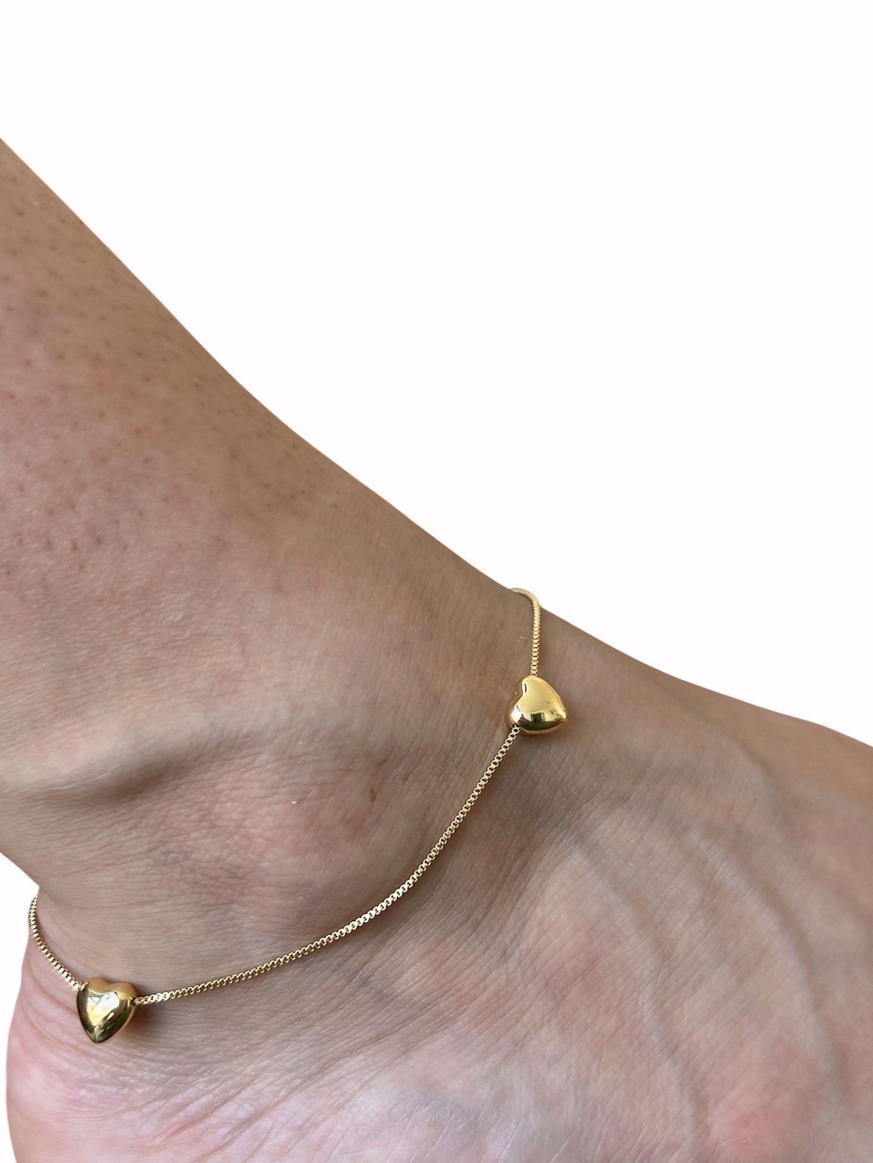 Tornozeleira Coração Banhado a Ouro 18K