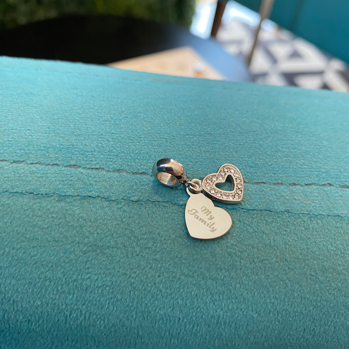 Berloque Coração Family Cravejado