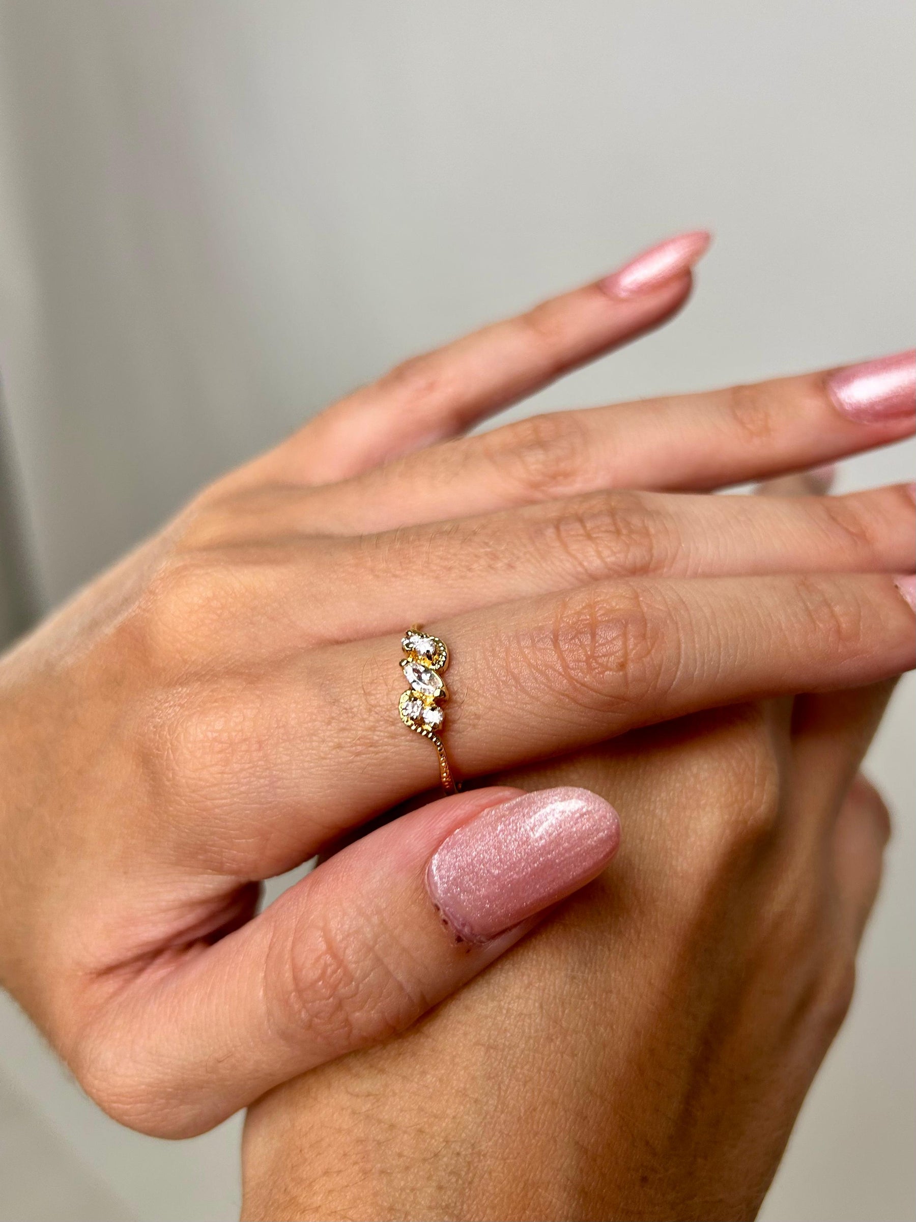 Anel Pedras Zircônia Banhado a Ouro 18K