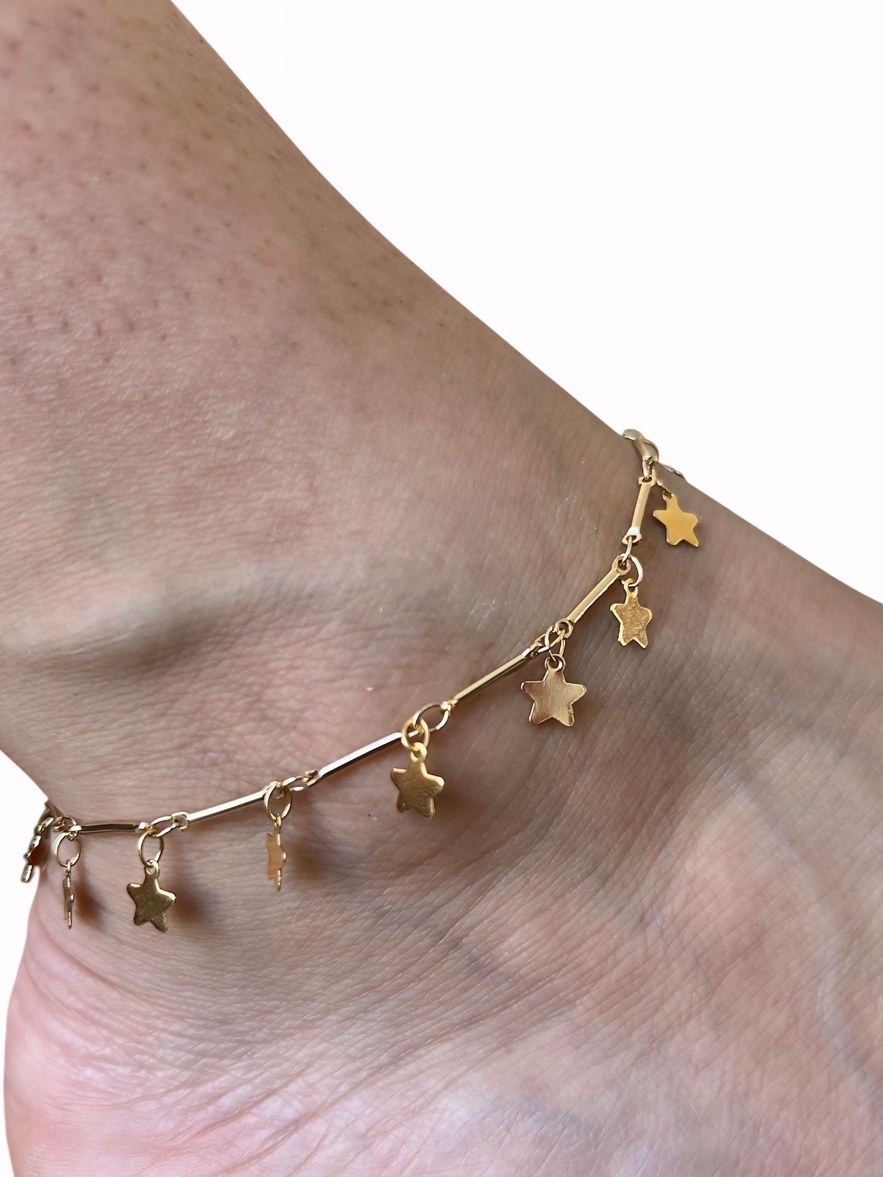 Tornozeleira Estrelinha Banhado a Ouro 18K