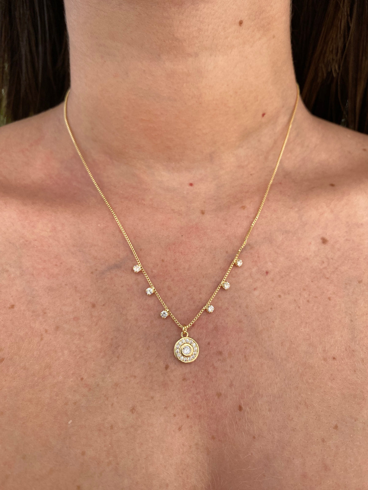 Colar Pedras Zircônia Banhado a Ouro 18K