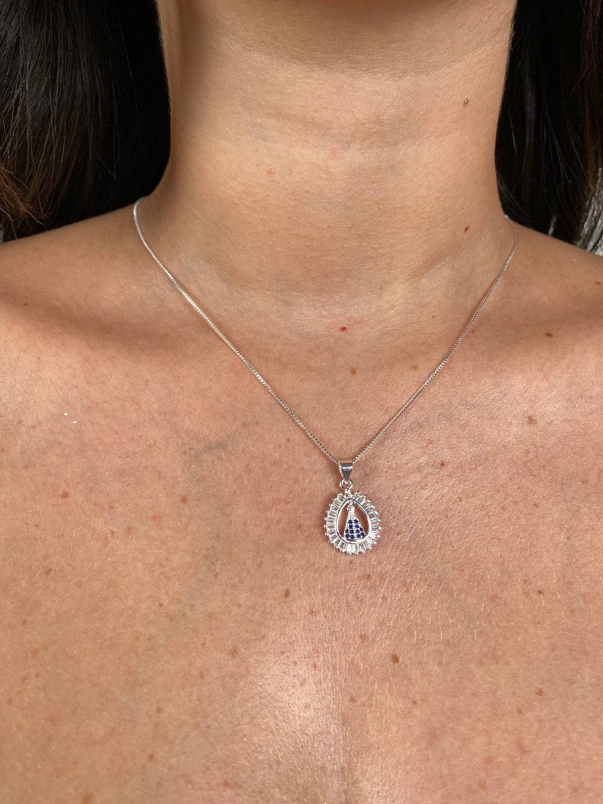 Colar Nossa Senhora Cravejado Prata 50