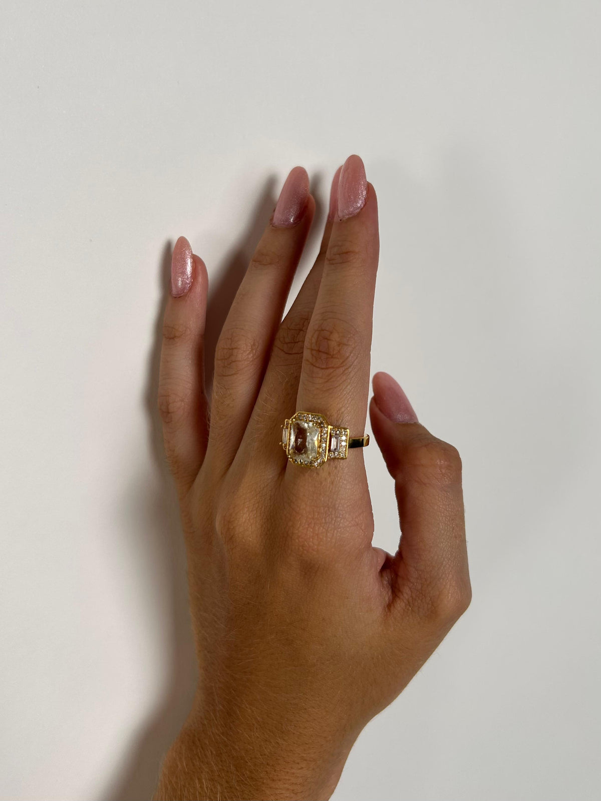 Anel Pedra Zircônia Banhado a Ouro 18K