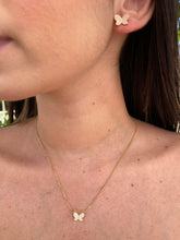 Conjunto Borboleta Cravejado Banhado a Ouro 18K
