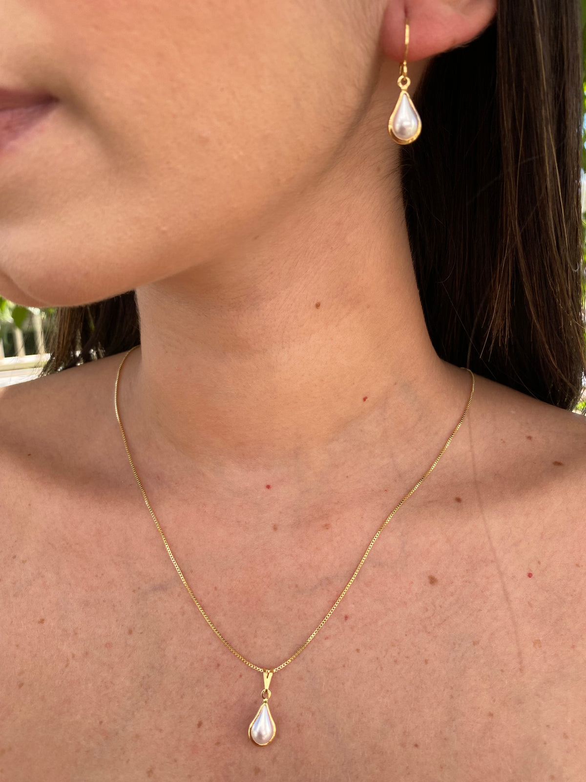 Conjunto Perola Banhado a Ouro 18K