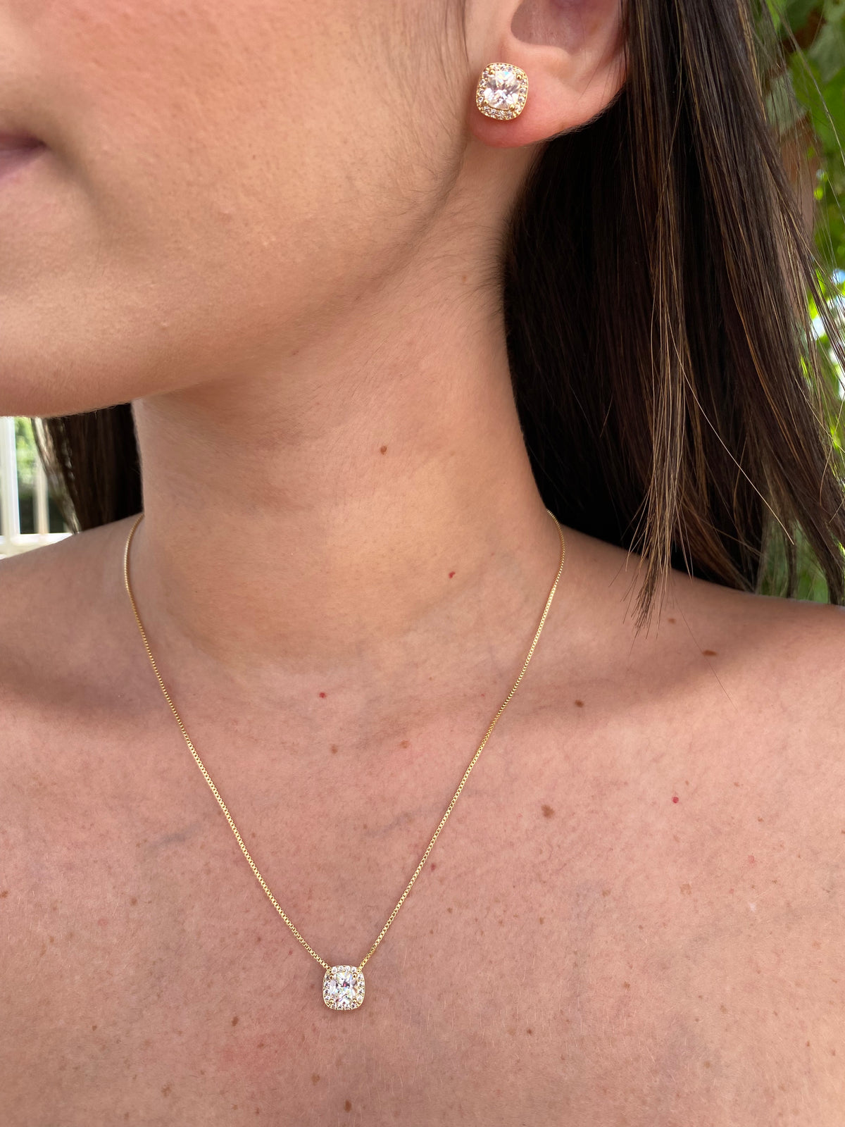 Conjunto Zircônia Cravejado Banhado a Ouro 18K