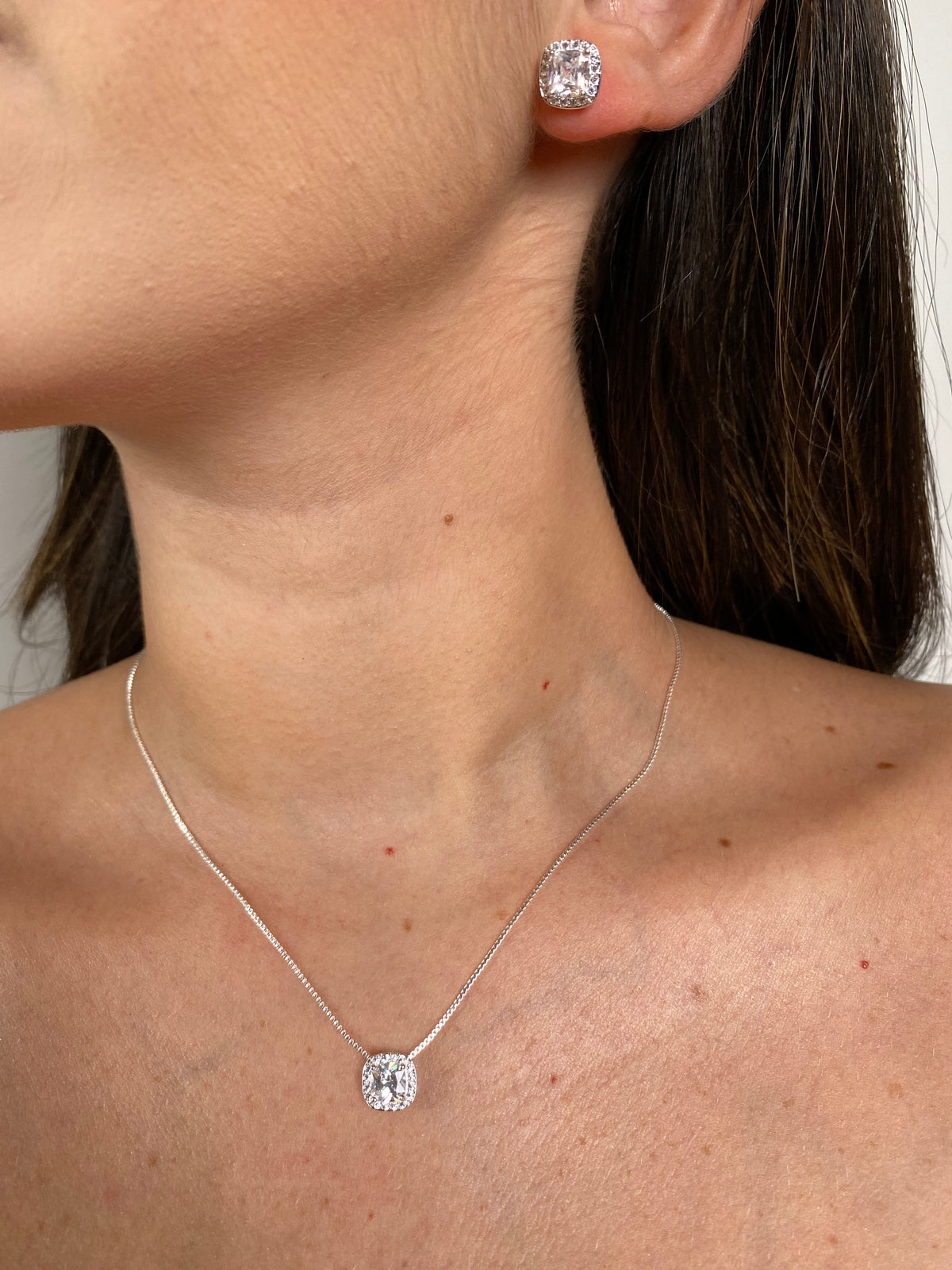 Conjunto Zircônia Cravejado Prata 50