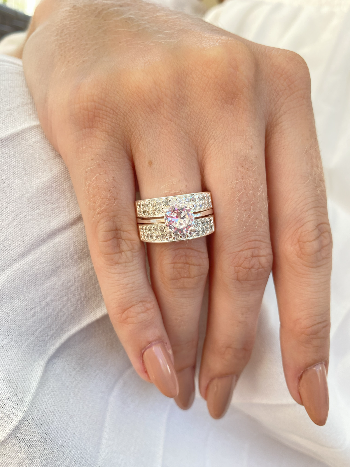 Anel Solitário Duplo