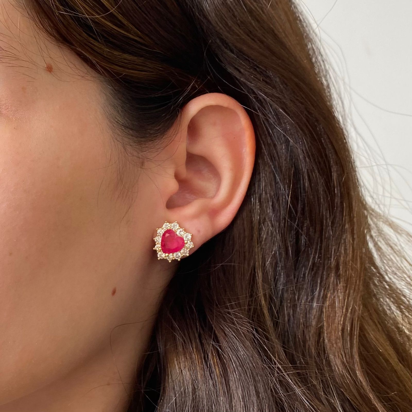 Brinco Coração Rosa