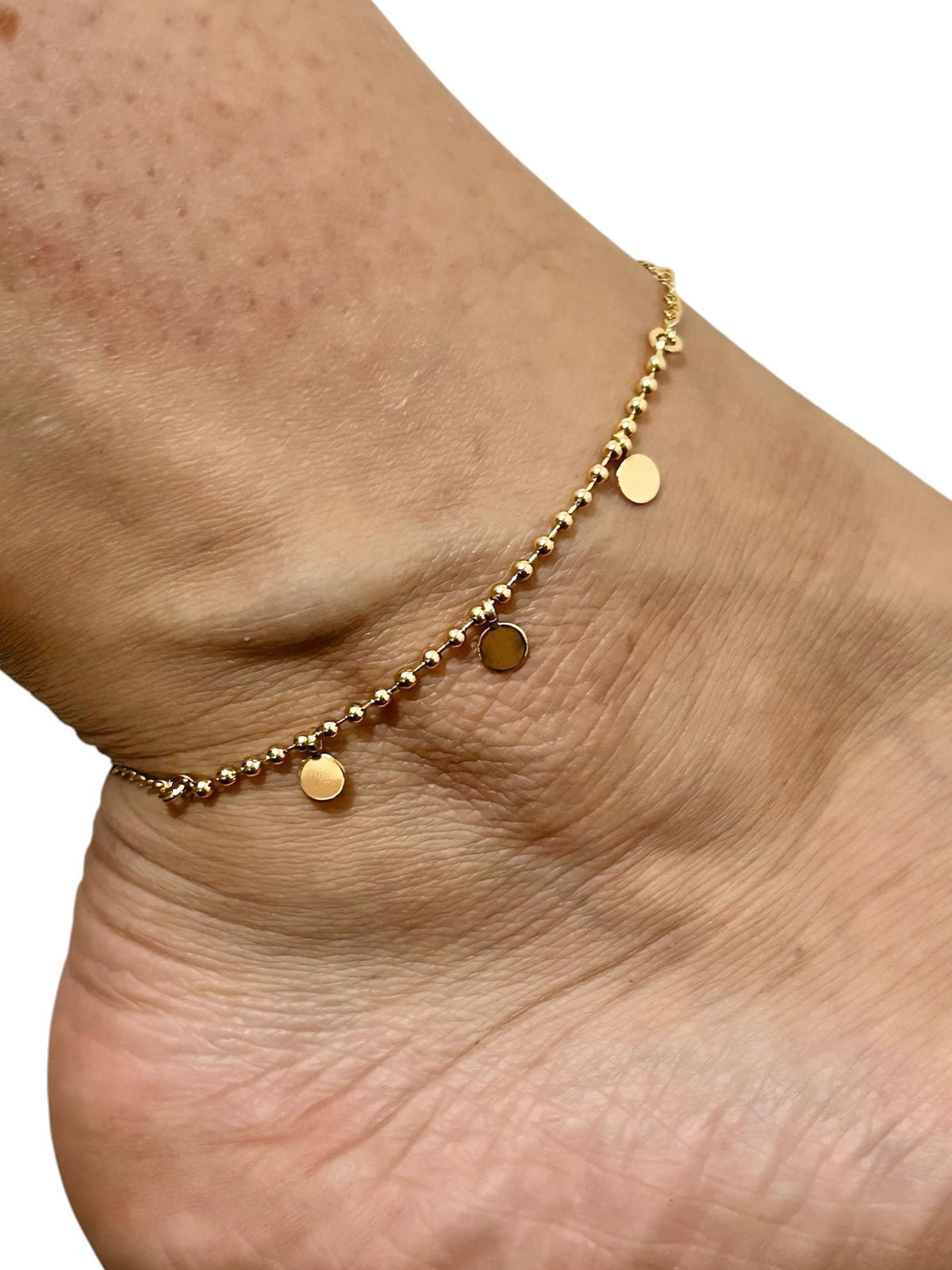 Tornozeleira Bolinhas Banhado a Ouro 18K