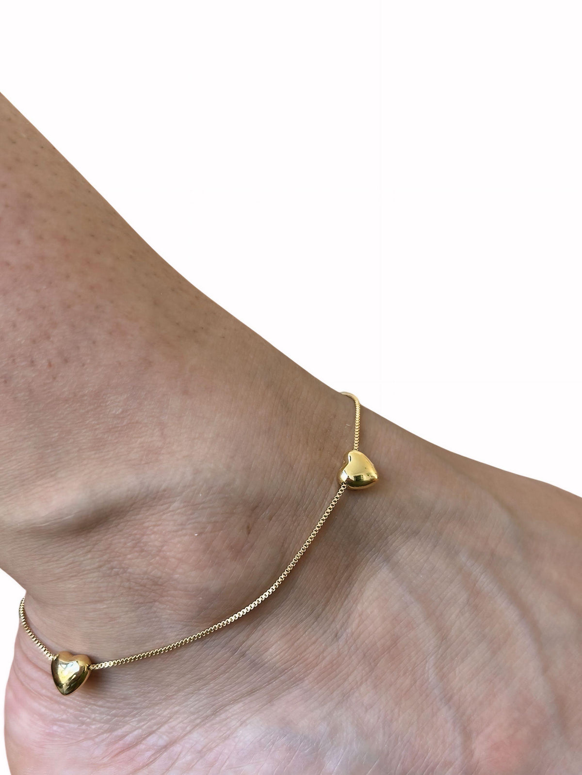 Tornozeleira Coração Banhado a Ouro 18K