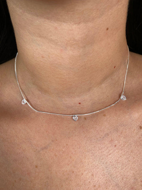 Choker Coração Prata 50