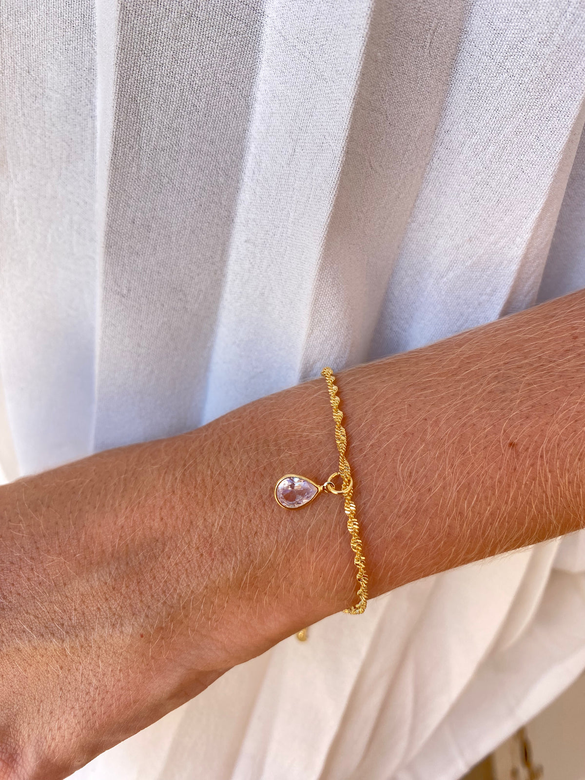 Pulseira Singapura Com Pingente Banhada Ouro 18k