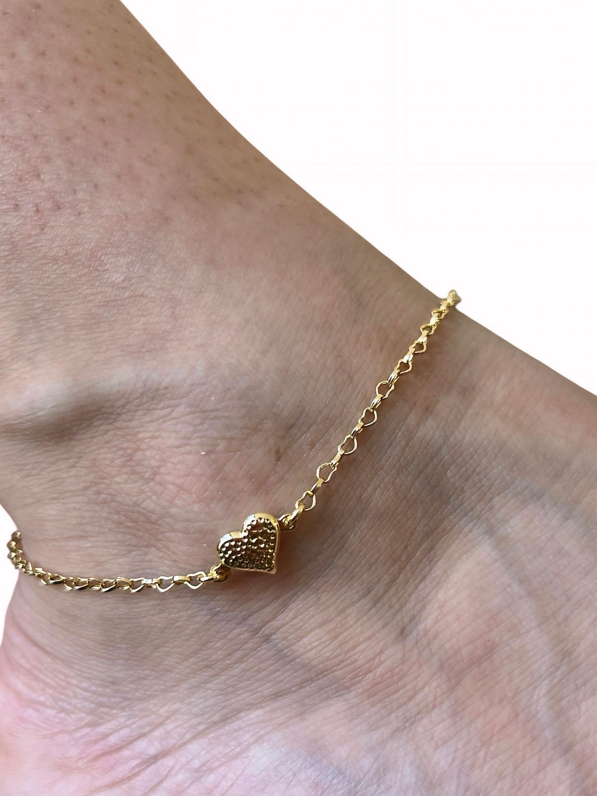 Tornozeleira Coração Banhado a Ouro 18K
