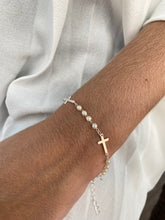 Pulseira Perola e Cruz Prata 50