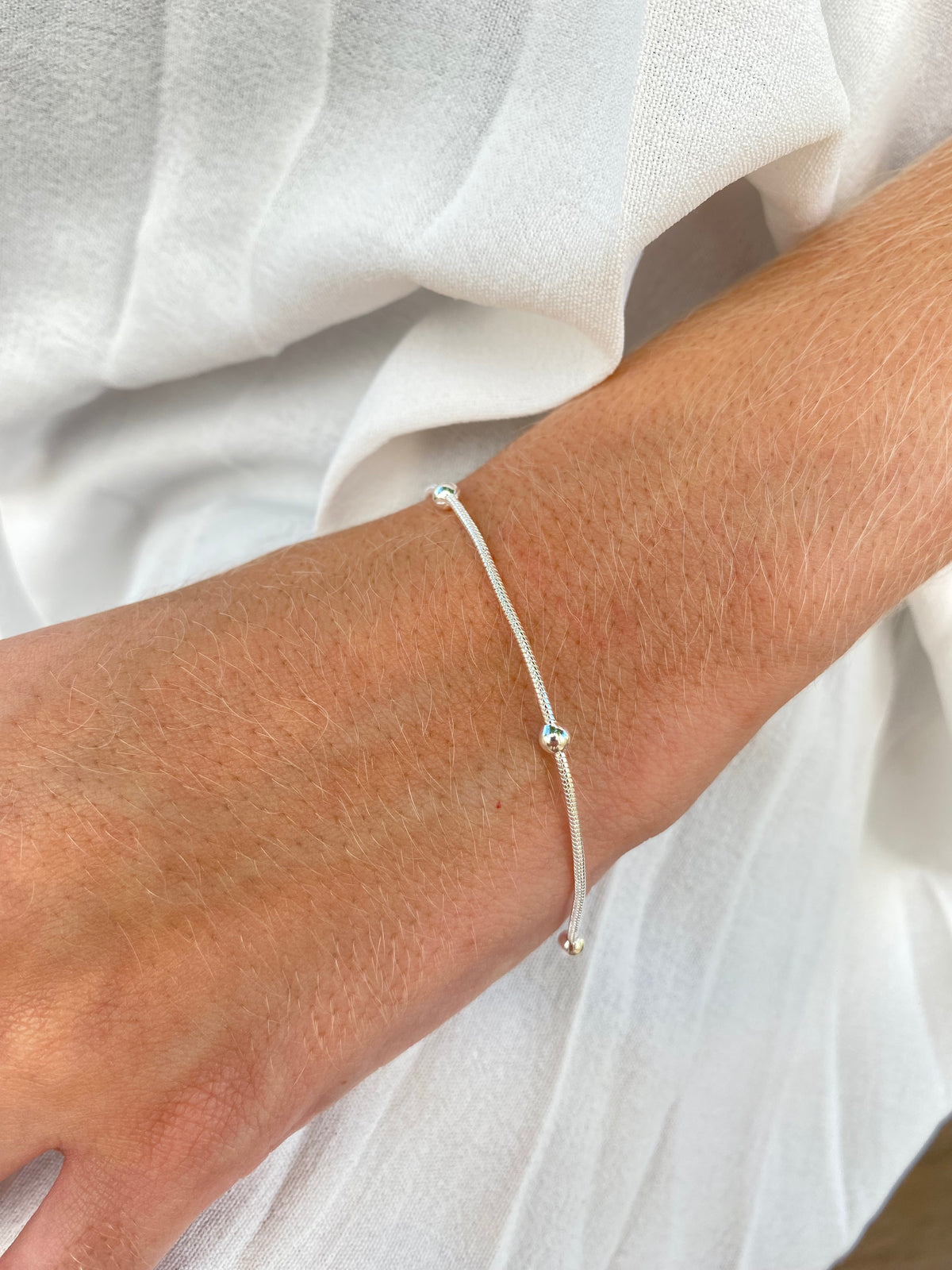 Pulseira Lisa Bolinha Prata 50