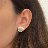 Brinco Coração Pedra Verde