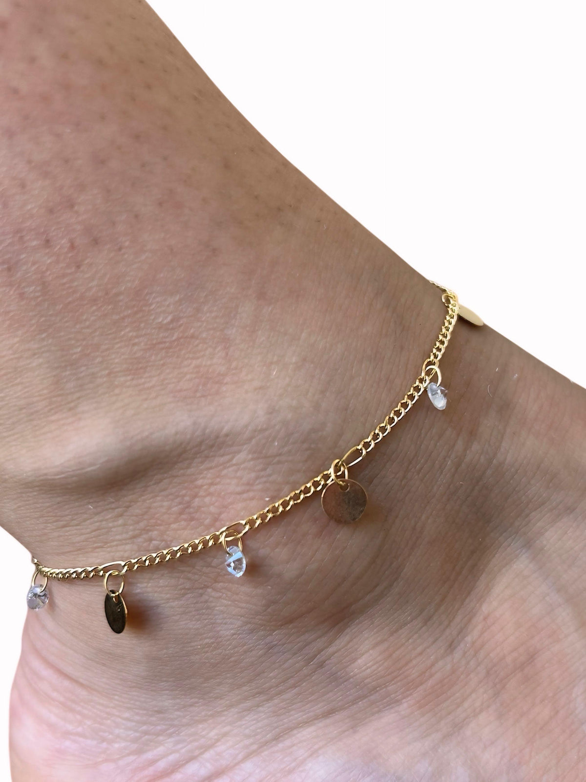 Tornozeleira Zircônia Banhado a Ouro 18K