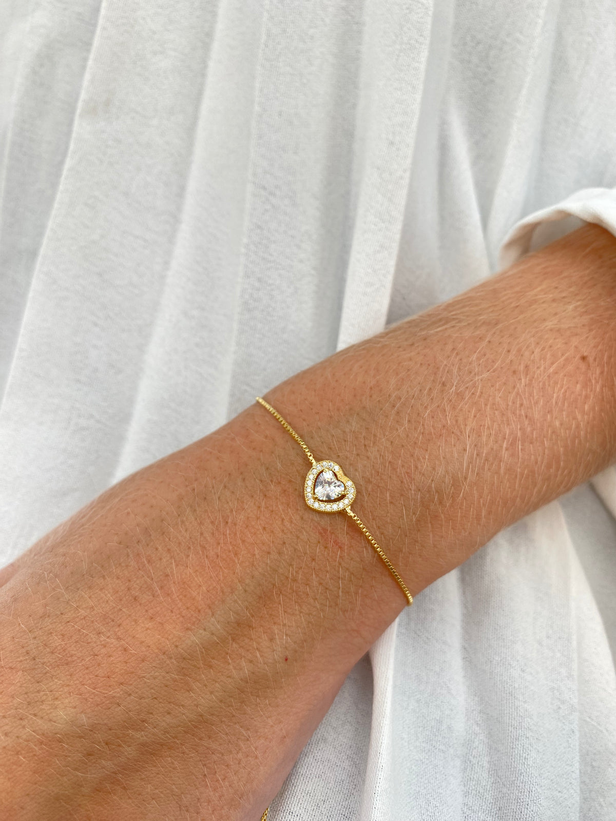 Pulseira Coração Regulável Banhada a Ouro 18K