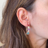 Brinco Argola Pedras Coloridas