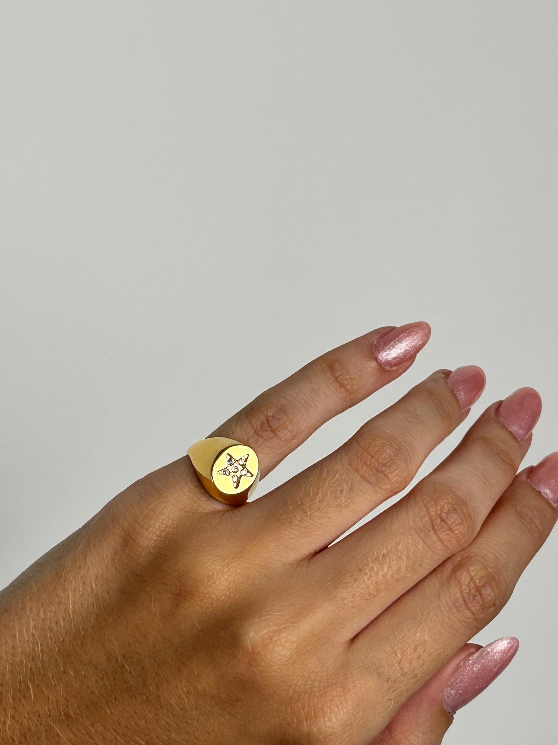 Anel Regulável Chapa Oval Estrela