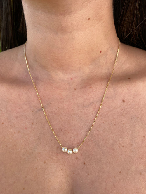 Colar Perola Banhado a Ouro 18K