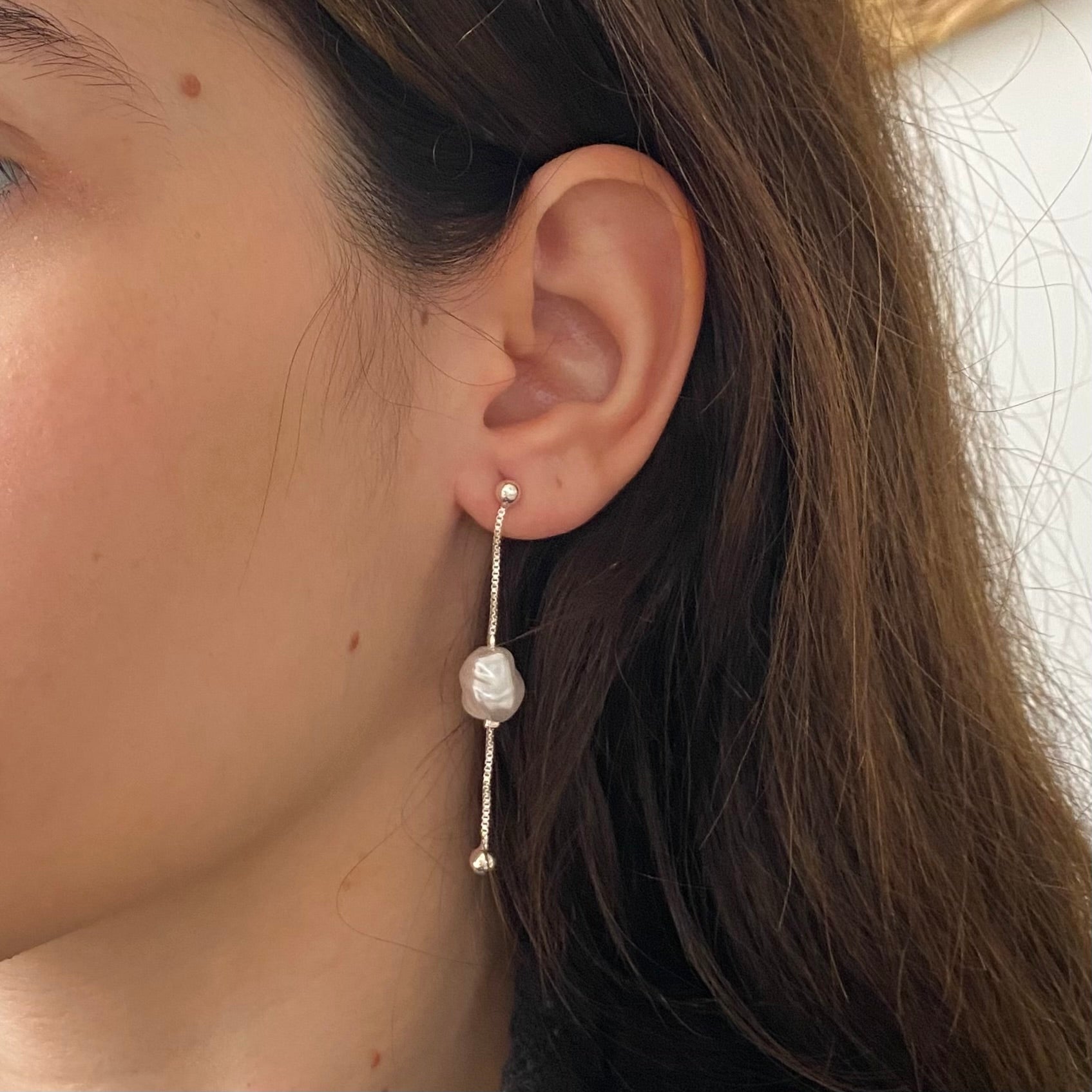 Brinco Pendente Pérola Redonda