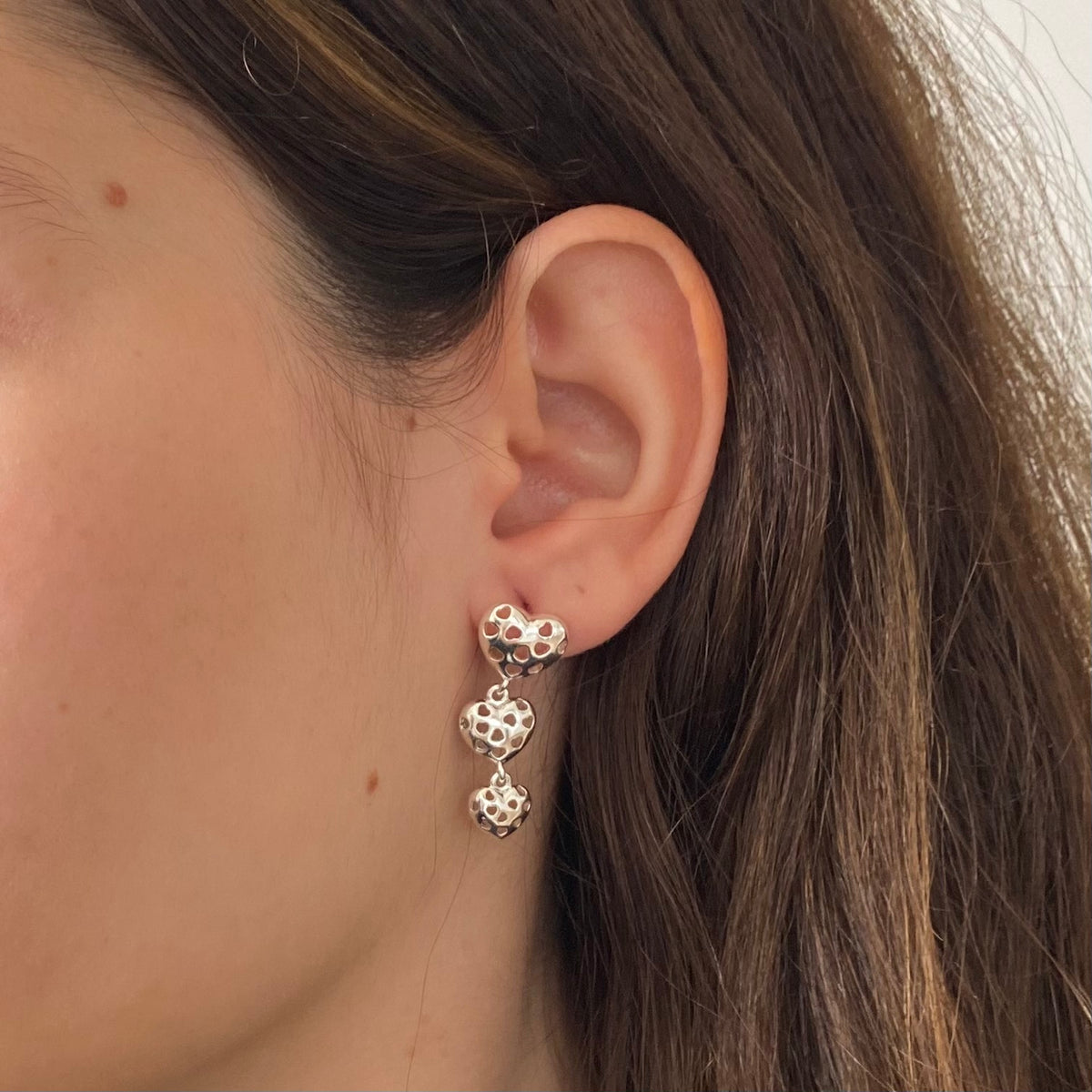 Brinco Pendente Corações