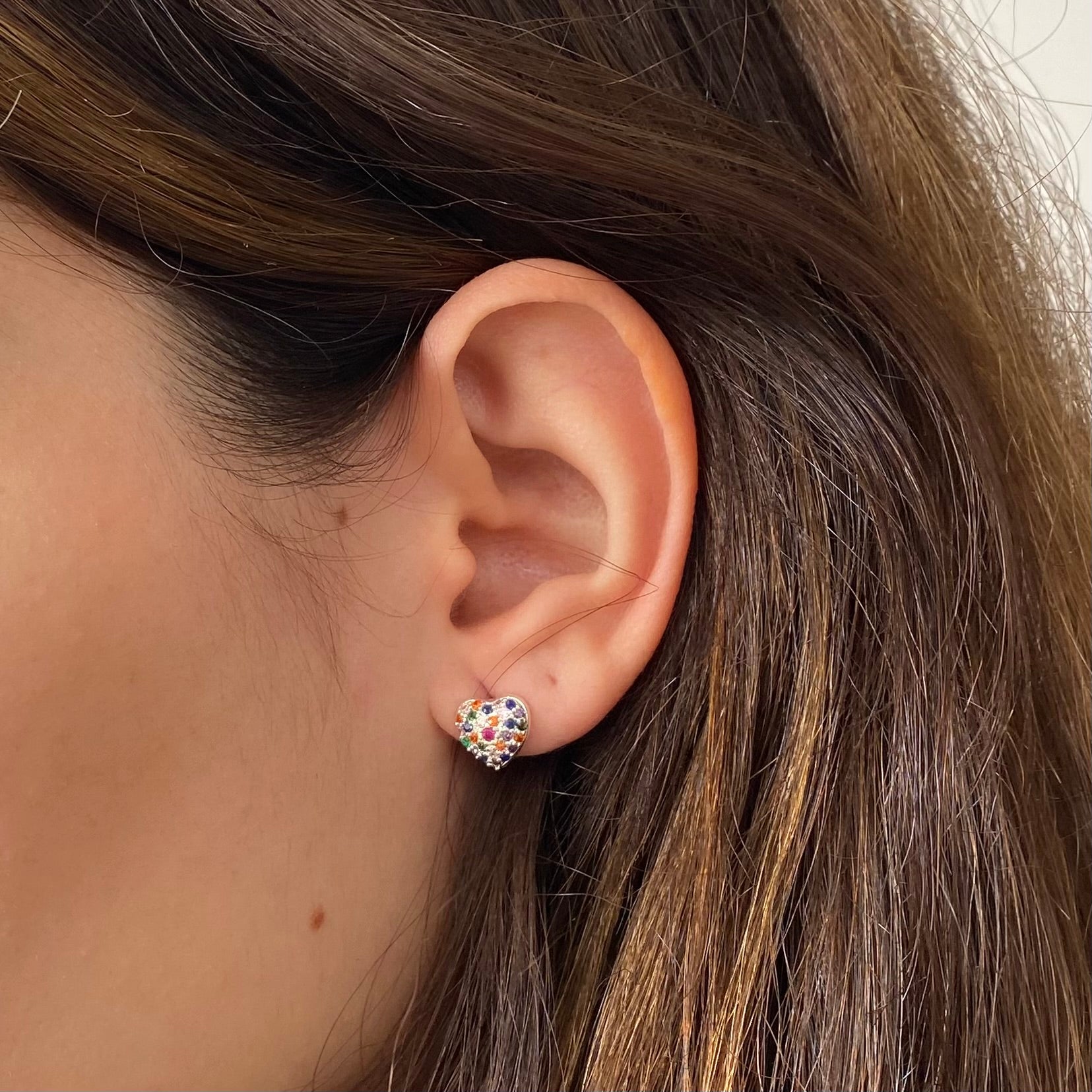 Brinco Coração Colorido