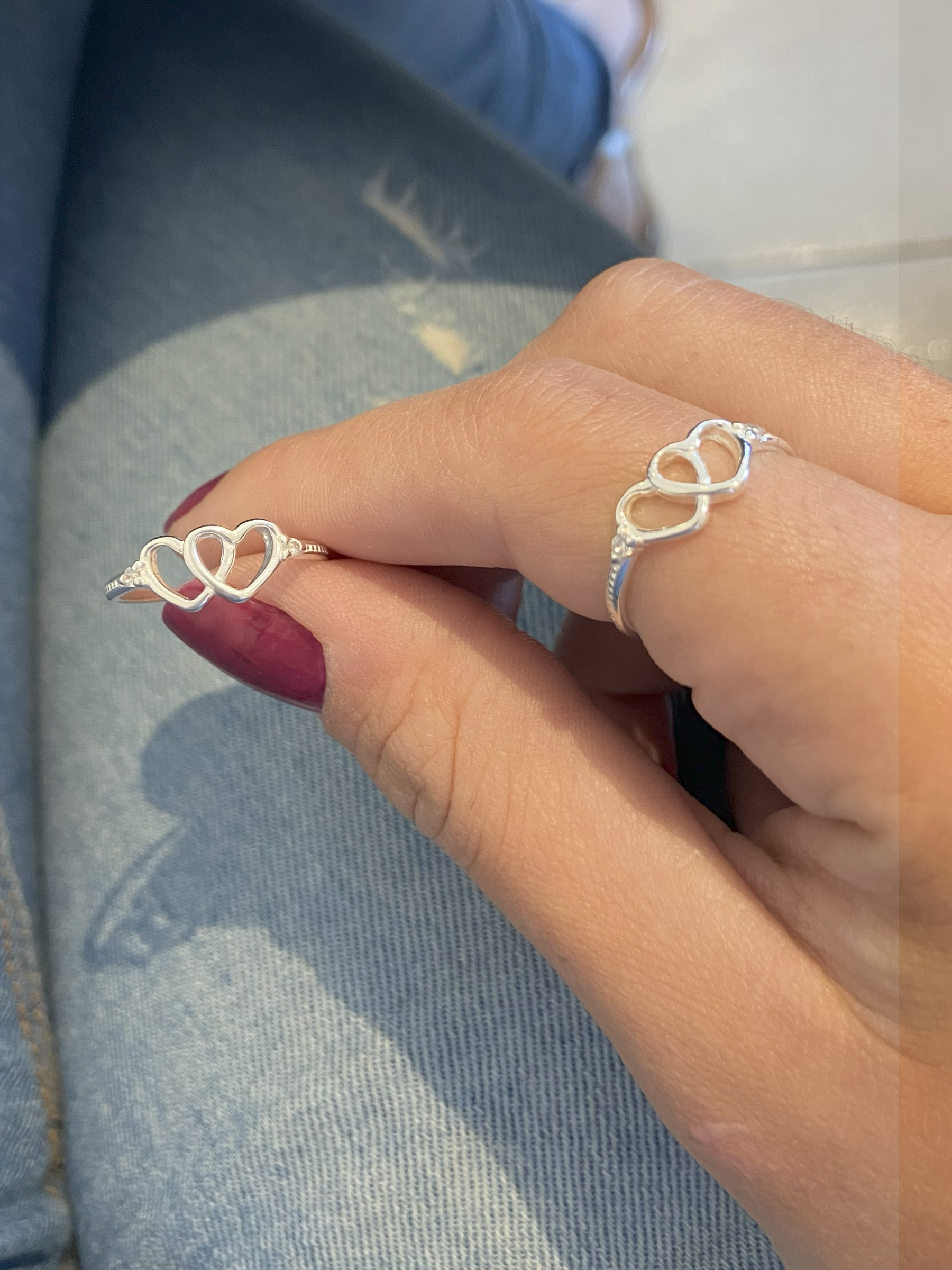 Anel Dois Corações Vazados